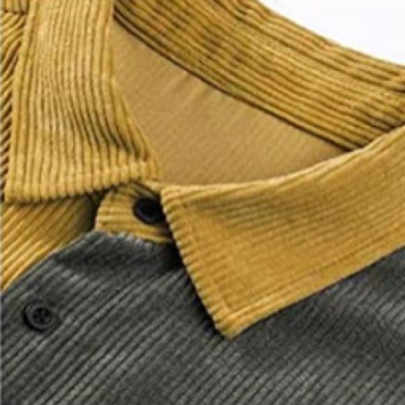 BRAND NEW MENS COLORBLOCK CASUAL BUTTON DOWN CORDUROY OVERSHIRT NWT - Picture 3 of 6